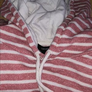 pink and white striped hoodie